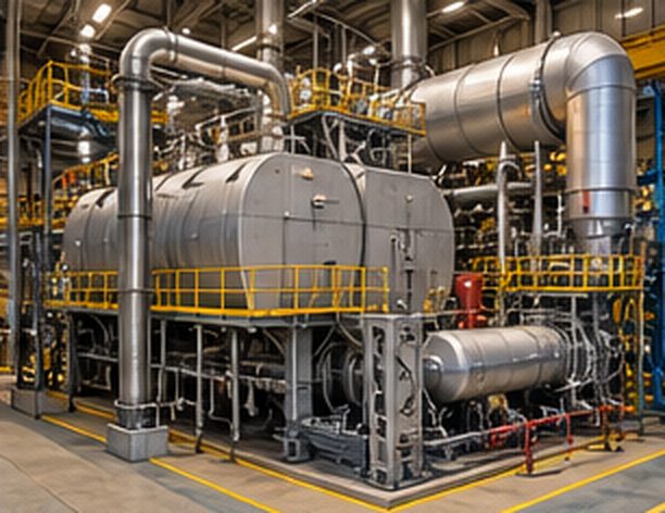 Concept view of exhaust gas economizers and an auxiliary boiler