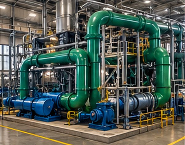 Concept view of condenser and seawater cooling pipework
