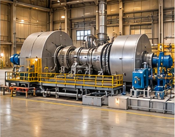 Concept view of a steam turbine and generator